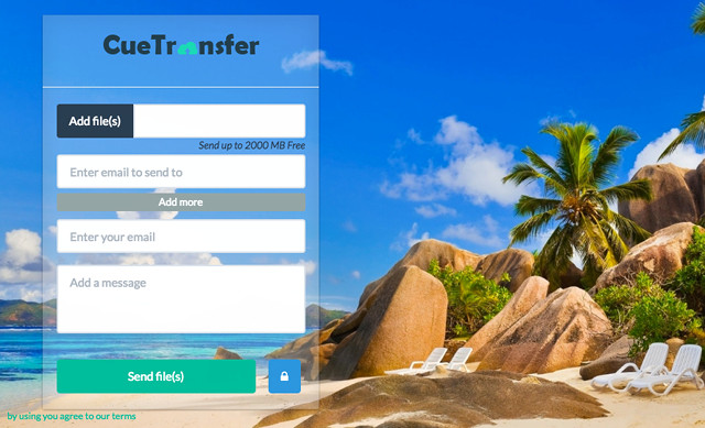 CueTransfer cũng là dịch vụ chia sẻ tệp tin tới email