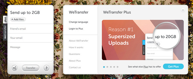 WeTransfer hỗ trợ gửi file lên tới 2 GB mỗi lần