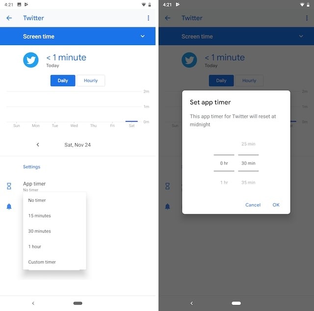 Hạn chế sử dụng Twitter bằng Digital Wellbeing trên Android 9