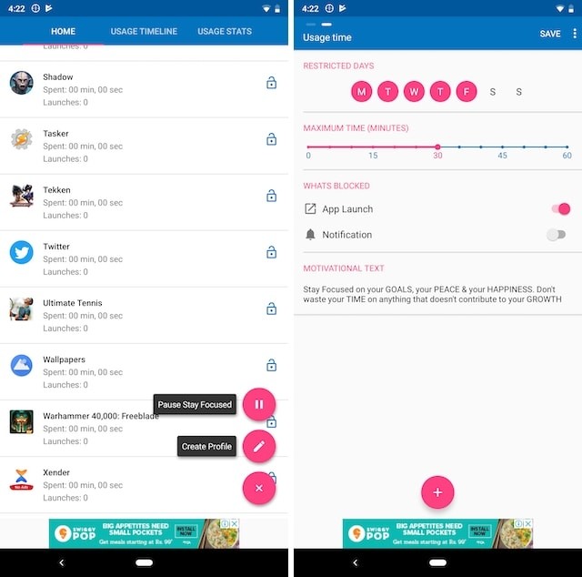 Hạn chế sử dụng Twitter bằng Stay Focused cho Android