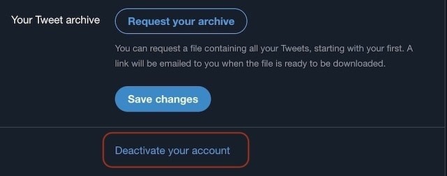 Xóa tài khoản Twitter trên web