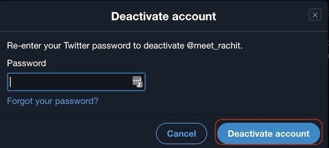 Xóa tài khoản Twitter trên web