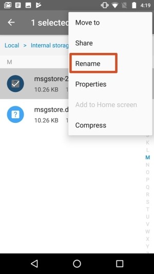 Đổi tên file sao lưu