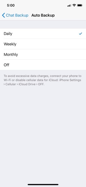 Lựa chọn tần suất sao lưu