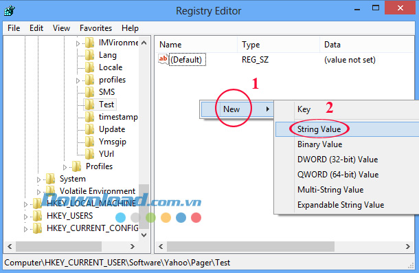 Chọn New/String Value Cách chat nhiều nick Yahoo trên cùng một máy tính
