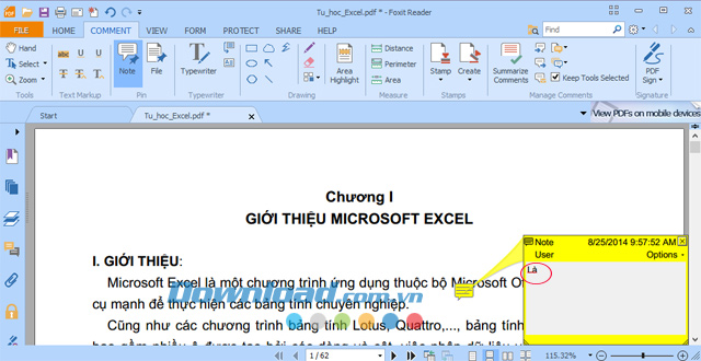 Cách tạo ghi chú trong file PDF bằng Foxit Reader