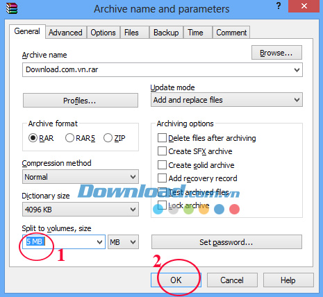 Hướng dẫn chia nhỏ file nén bằng WinRAR