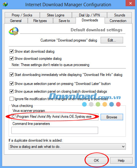 Thiết lập chế độ tự động quét virus sau khi tải file trên IDM