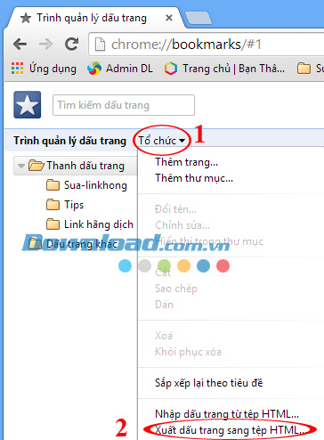 Hướng dẫn sao lưu bookmark trên Google Chrome