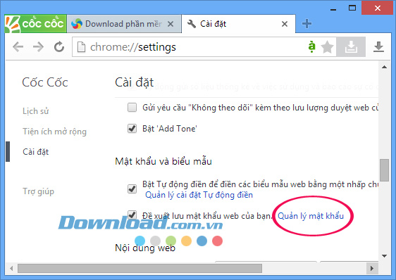 Hướng dẫn quản lý mật khẩu đã lưu trên cốc Cốc