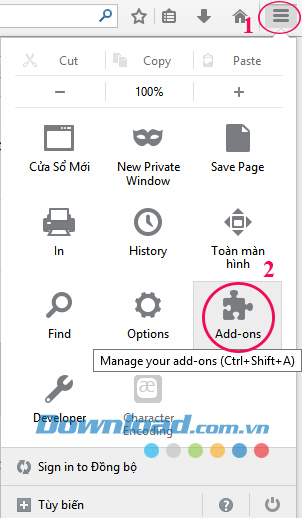 Nhấn Add-ons Hướng dẫn tăng tốc Firefox bằng Fasterfox