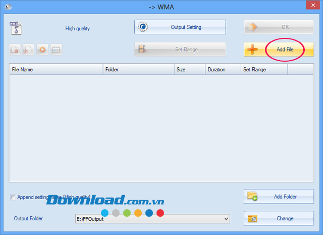 Cửa sổ WMA Hướng dẫn tạo nhạc chuông bằng Format Factory