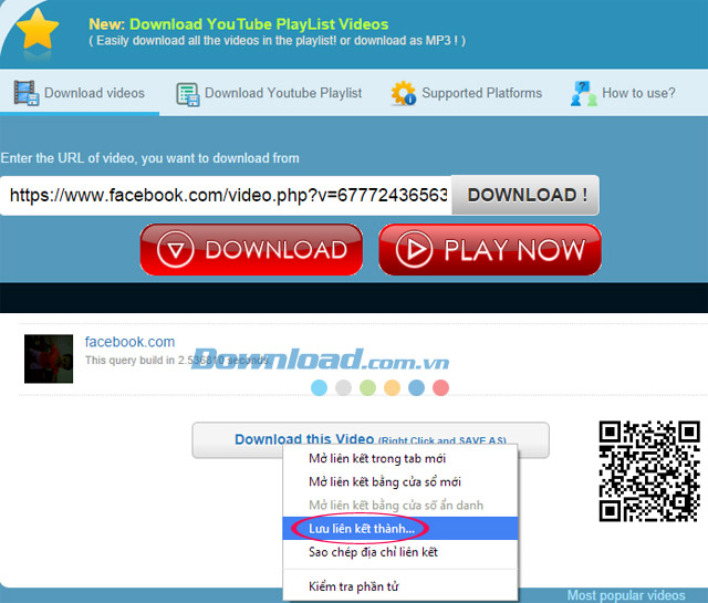 Lưu video về máy tính Cách tải video trên Facebook nhanh chóng
