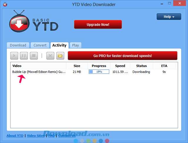 Quá trình tải về Tải video YouTube, Facebook bằng YTD Video Downloader