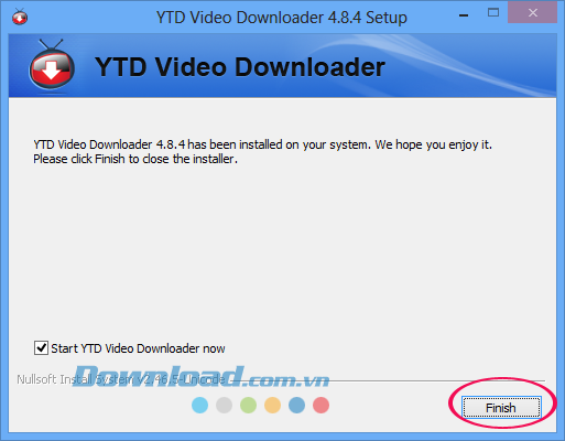 Kết thúc cài đặt Tải video YouTube, Facebook bằng YTD Video Downloader