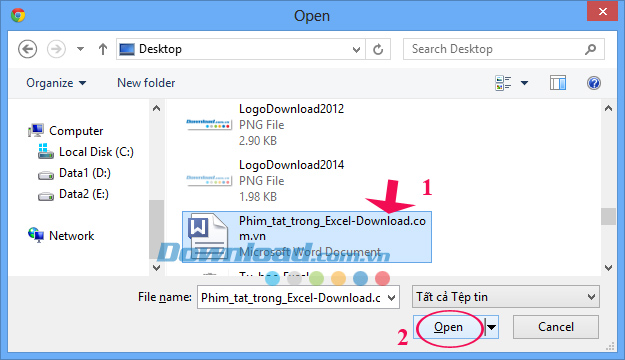Cửa sổ Open Chuyển đổi Word sang PDF trực tuyến miễn phí