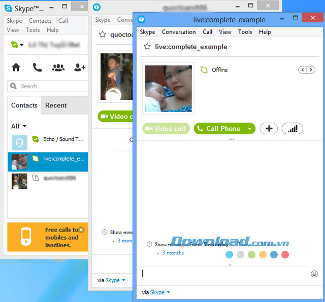 Hướng dẫn chat nhiều cửa sổ trên Skype