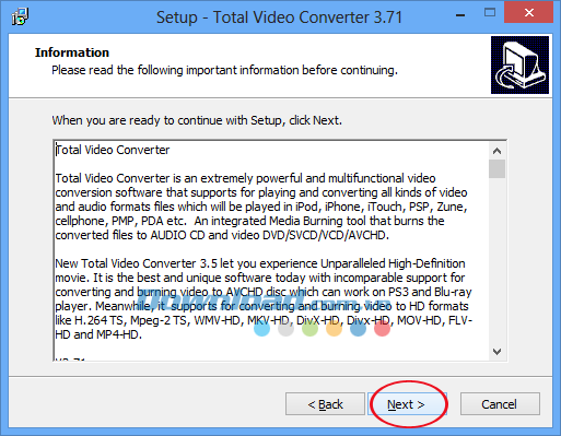 Cửa sổ cài đặt Hướng dẫn chuyển đổi Video bằng Total Video Converter