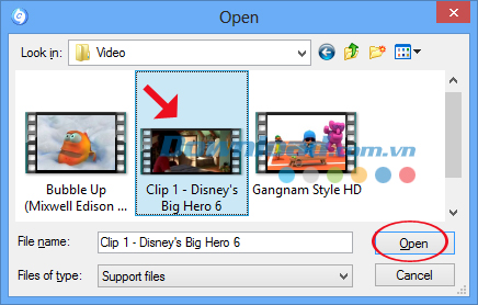 Cửa sổ Open Hướng dẫn chuyển đổi Video bằng Total Video Converter