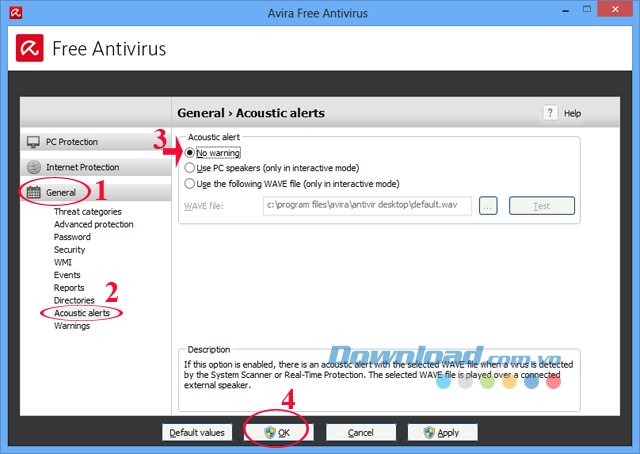Cách tắt âm thanh khi diệt Virus bằng Avira Free AntiVirus