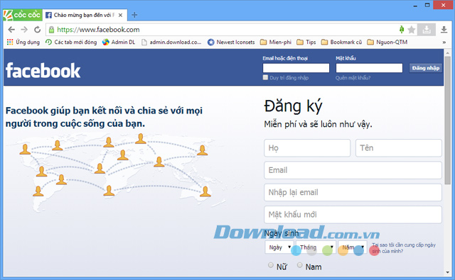 Cách vào Facebook bị chặn bằng trình duyệt Cốc Cốc