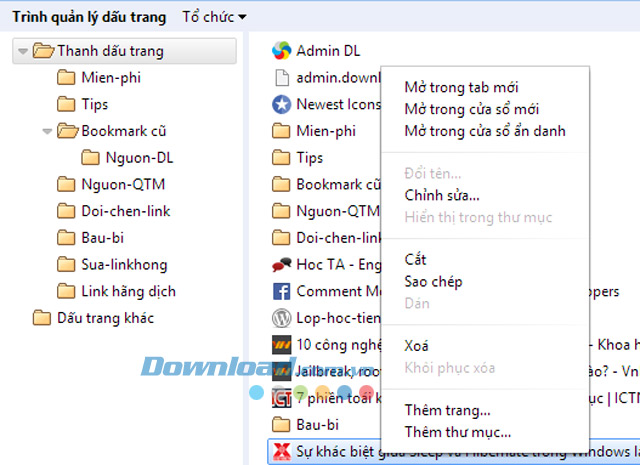 Hướng dẫn tạo và quản lý Bookmark trên Cốc Cốc