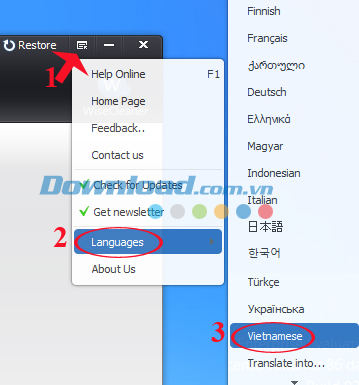 Thay đổi ngôn ngữ Cách dùng Wise Game Booster để tăng tốc chơi game