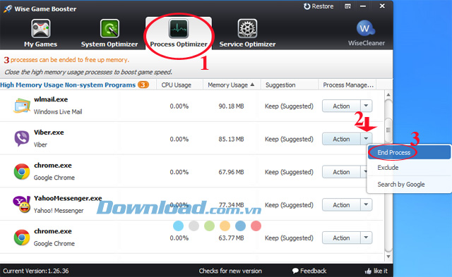 Thẻ Process Optimizer