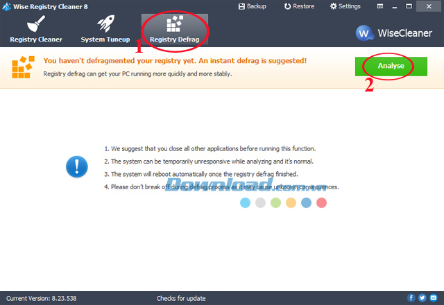 Registry Defrag Dọn dẹp và tối ưu hệ thống bằng Wise Registry Cleaner
