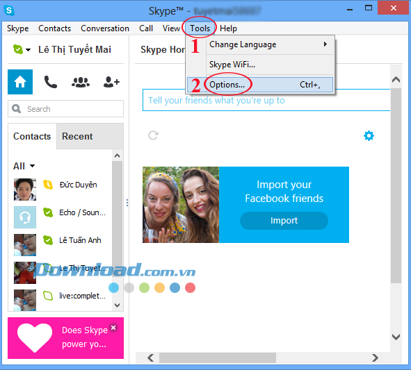 Cách ẩn thông báo đang nhập ký tự khi chat trên Skype