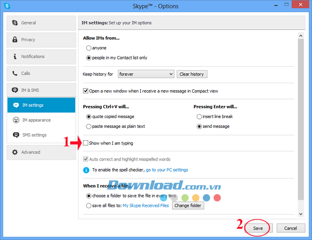 Cách ẩn thông báo đang nhập ký tự khi chat trên Skype