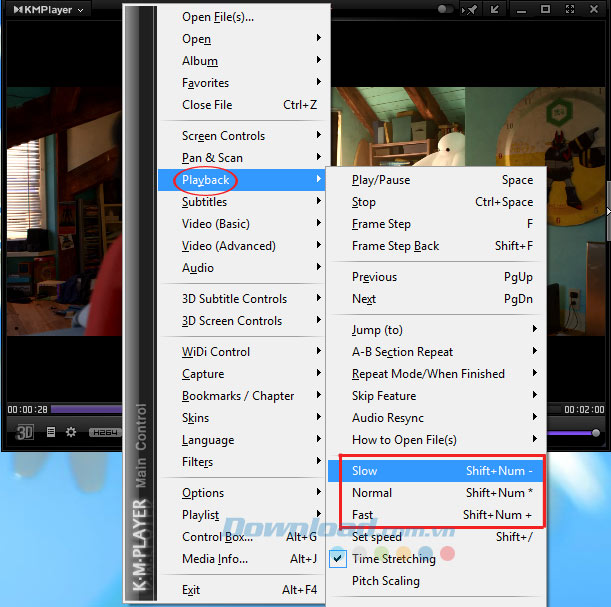 Cách thay đổi tốc độ phát Video trong KMPlayer