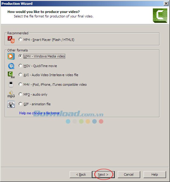 Chọn định dạng lưu