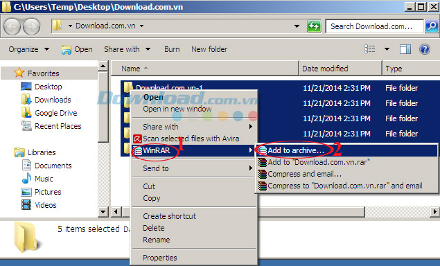 Hướng dẫn nén nhiều file cùng lúc với WinRAR