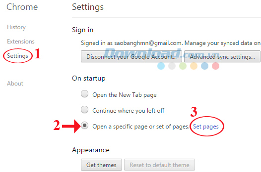 Thiết lập trang chủ