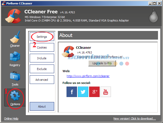 Cách thiết lập CCleaner khởi động cùng Windows