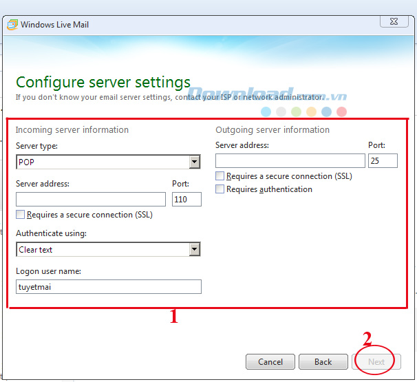Hướng dẫn cấu hình Windows Live Mail