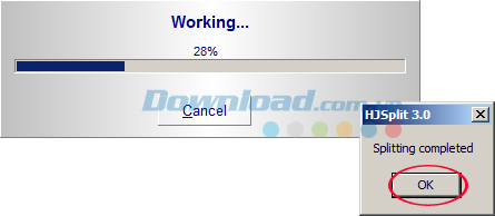 Quá trình chia tách file