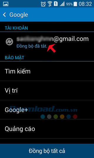 Nhấn vào tên tài khoản Google Sao lưu và đồng bộ danh bạ trên điện thoại Android