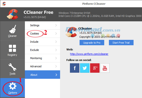 Cách xóa Cookies có lựa chọn với CCleaner
