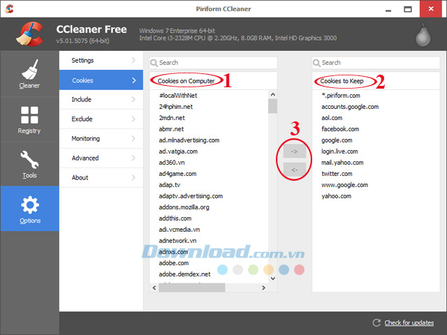 Cách xóa Cookies có lựa chọn với CCleaner