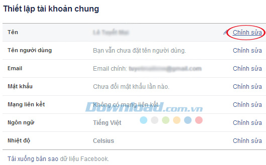 Cách thay đổi tên hiển thị Facebook