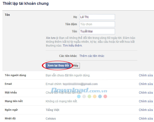 Cách thay đổi tên hiển thị Facebook