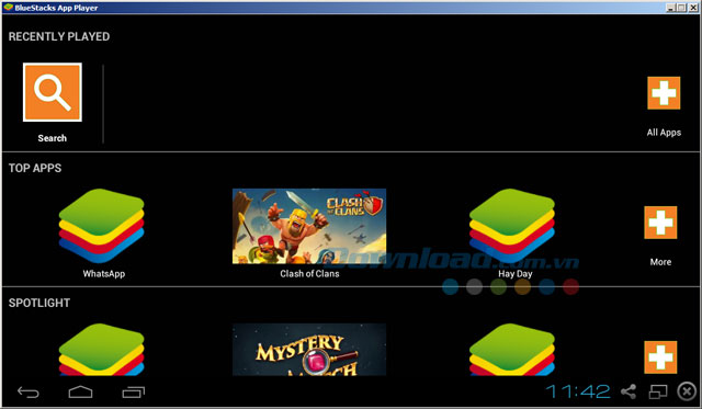 Giao diện chính lueStacks App Player Cách cài phần mềm Android trên PC