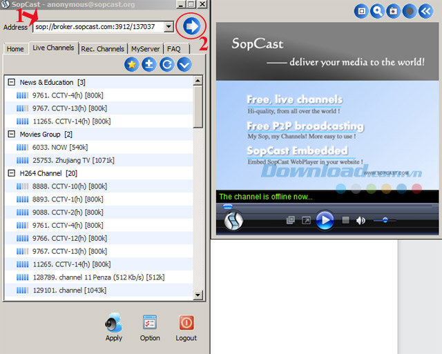 Cài đặt và sử dụng SopCast để xem bóng đá trực tuyến