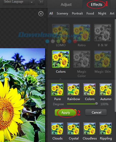 Thêm hiệu ứng ảnh Hướng dẫn chỉnh sửa ảnh bằng Camera360 trên máy tính