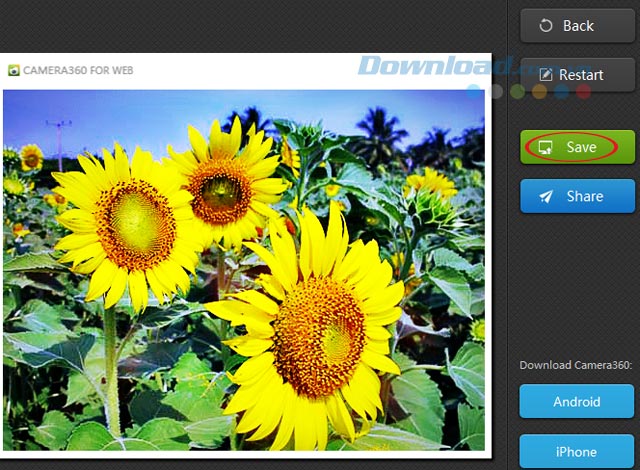 Lưu ảnh về máy tính Hướng dẫn chỉnh sửa ảnh bằng Camera360 trên máy tính
