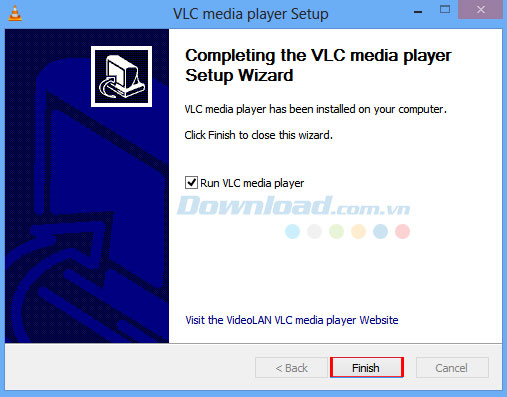 Hoàn tất quá trình cài đặt VLC Media Player