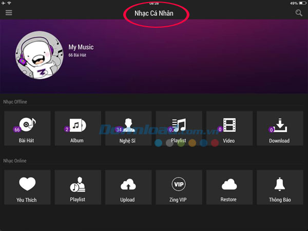 Kho nhạc cá nhân Hướng dẫn sử dụng Zing MP3