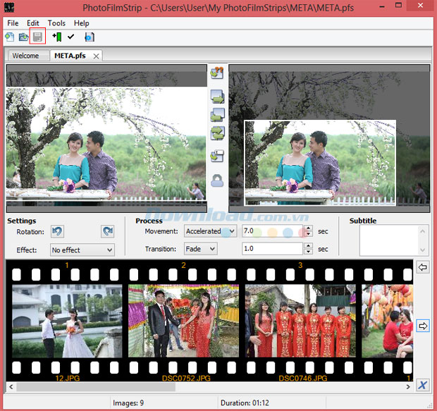 Lựa chọn xong ảnh